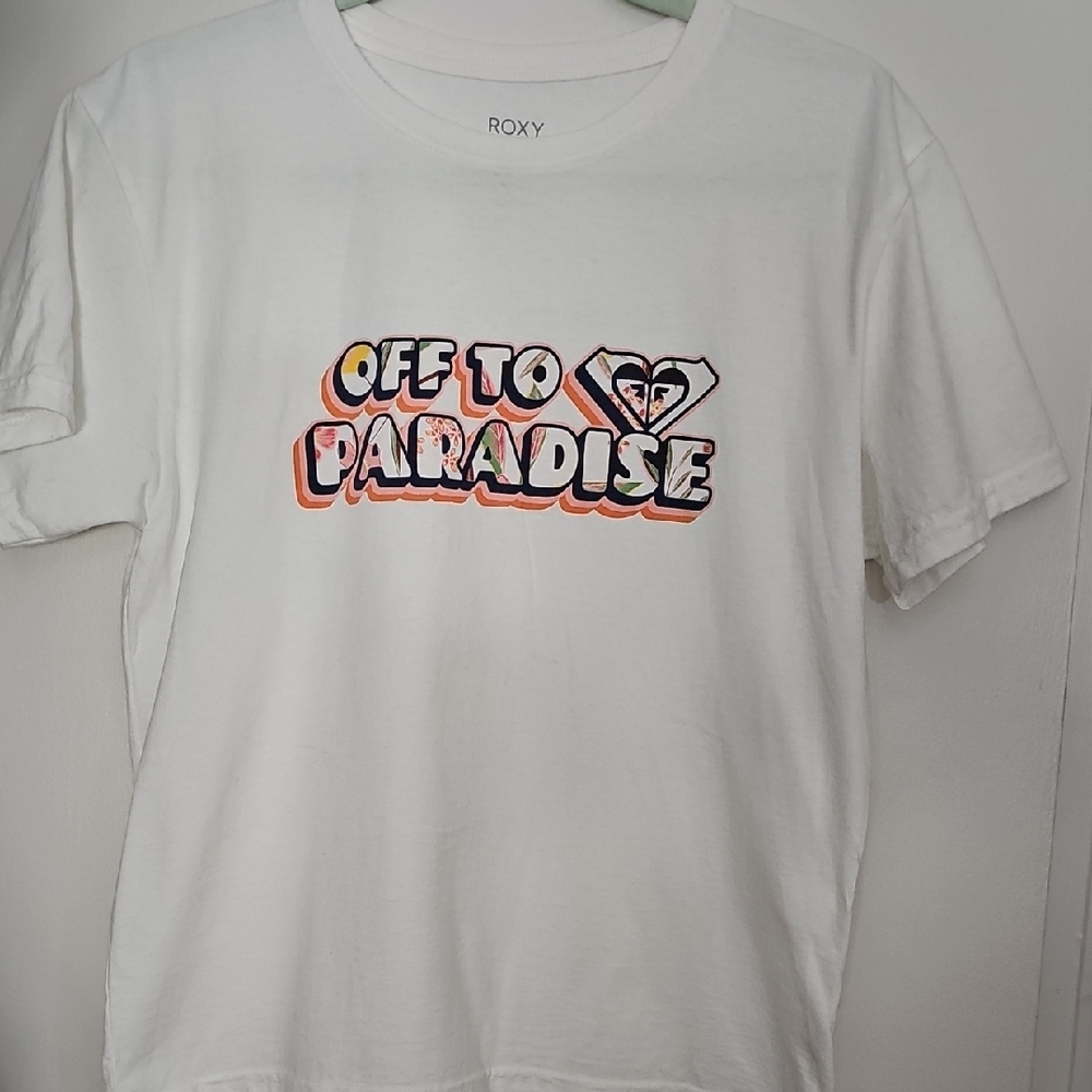 Roxy White Short Sleeve Tee Hello Paradise
